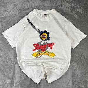 Front of the loom white vintage Stingray Brewery t-shirt from the Cayman Islands